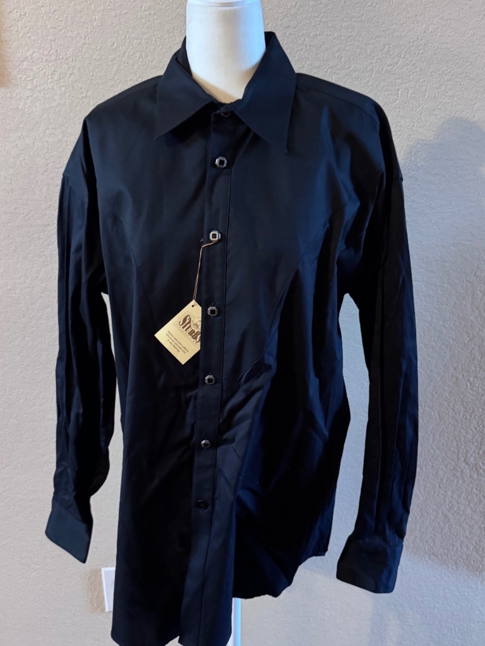 Men's Stubbs Western Wear Black Long Sleeve Star Button High End Shirt  SZ XL
